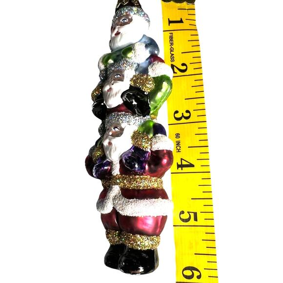 Waterford Holiday Heirlooms VINTAGE STACKED SANTA BONANZA Blown Glass Ornament - Picture 5 of 6